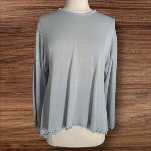 Roni Rabl Bis Israel Lettuce Hem Swing Sweater Sz S Pale Blue Silky Cotton Blend